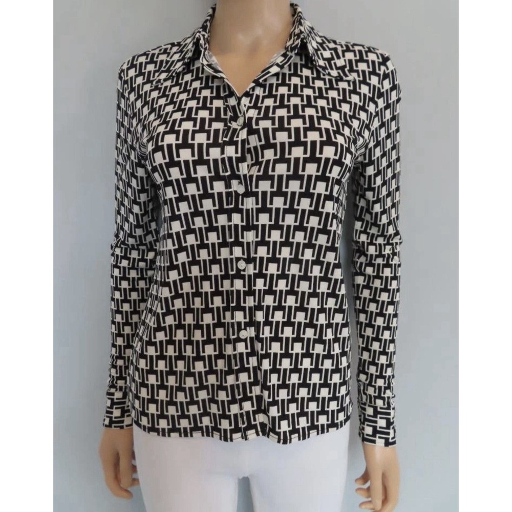 Nili Lotan Monochrome Geometric Button Down Shirt